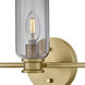 Naomi 3 Light 24 inch Lacquered Brass Bath Light Wall Light in Smoked Glass
