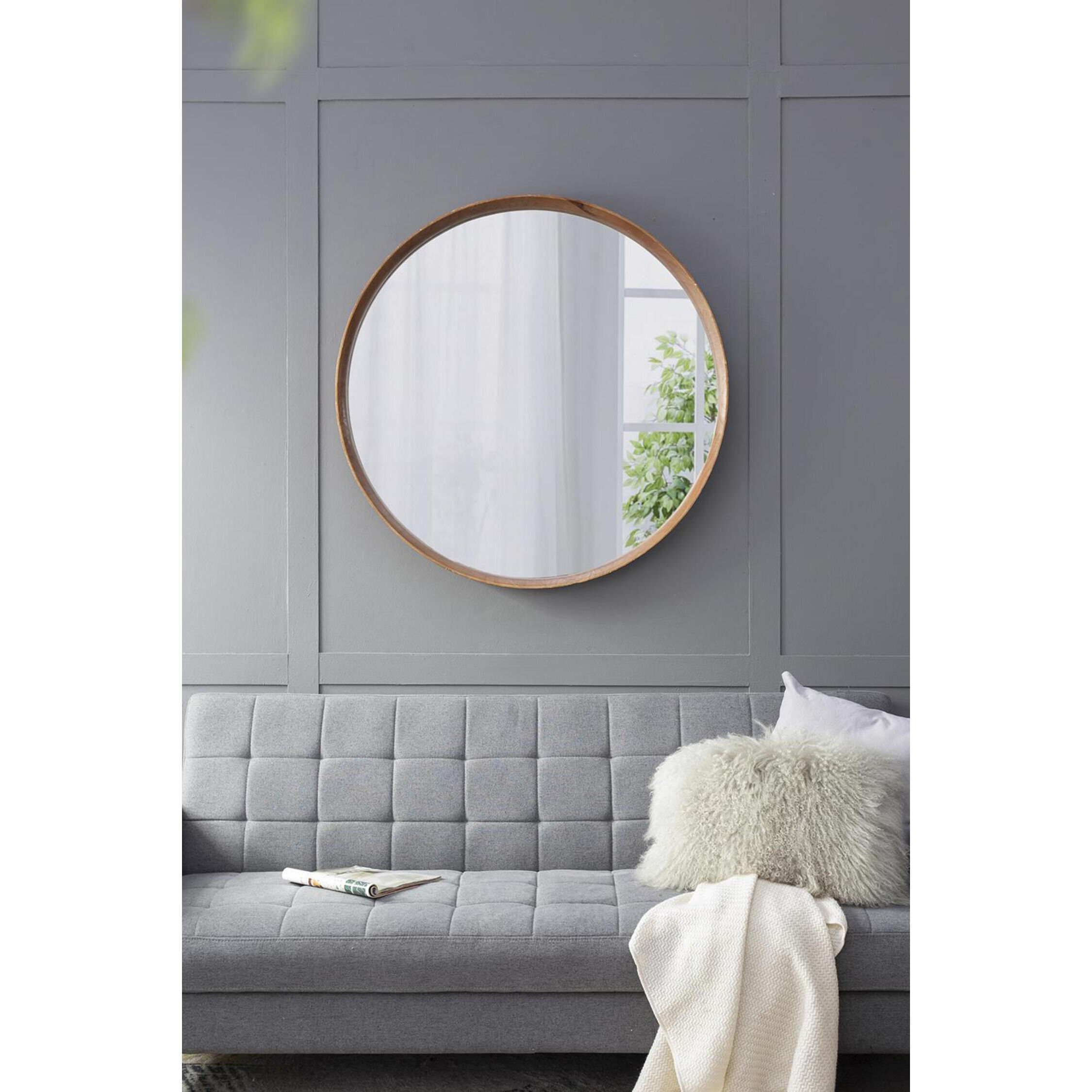 Wayne 39.4 X 39.4 inch Brown Wall Mirror