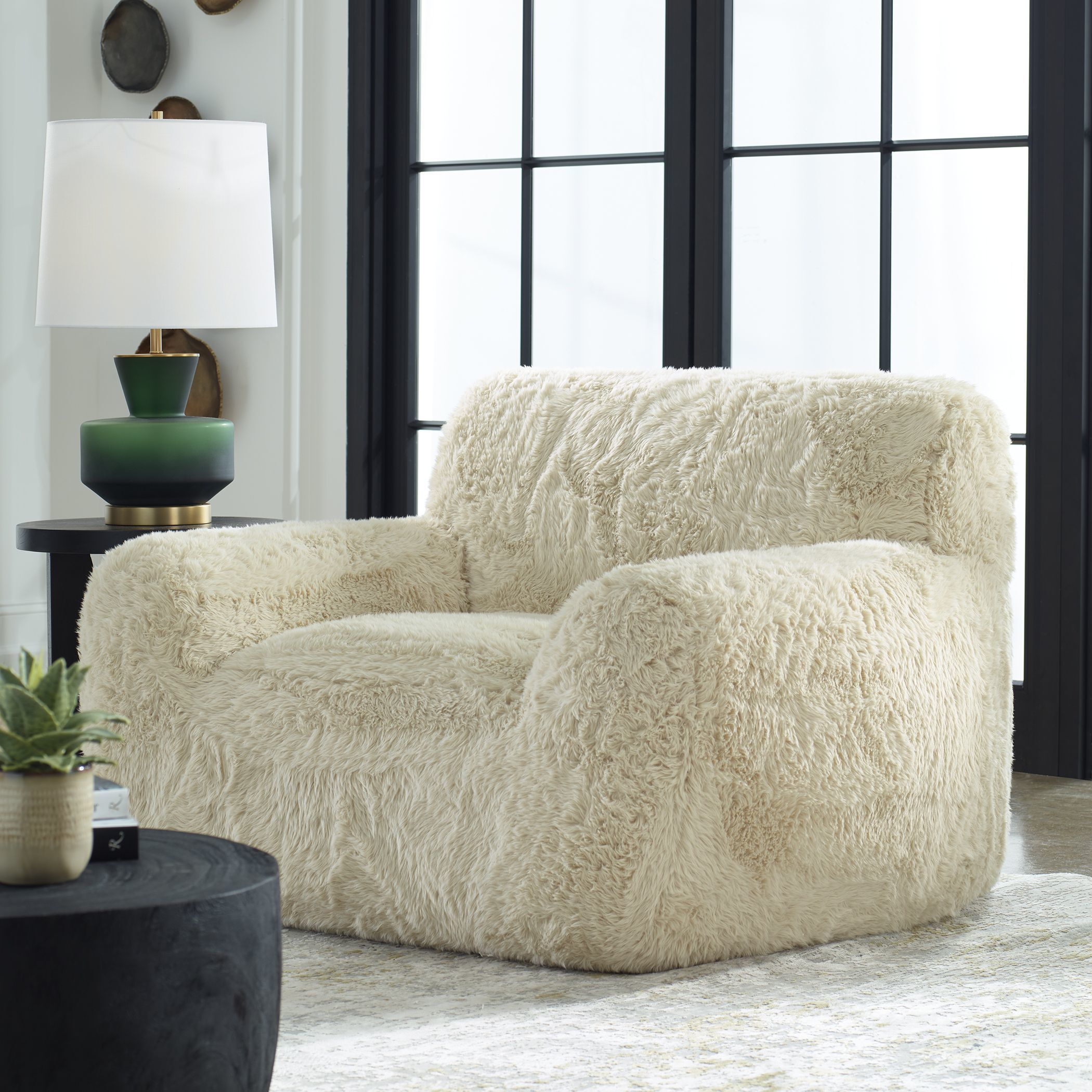Uttermost 23780 Abide Caramel Toned Faux Sheepskin Accent Chair