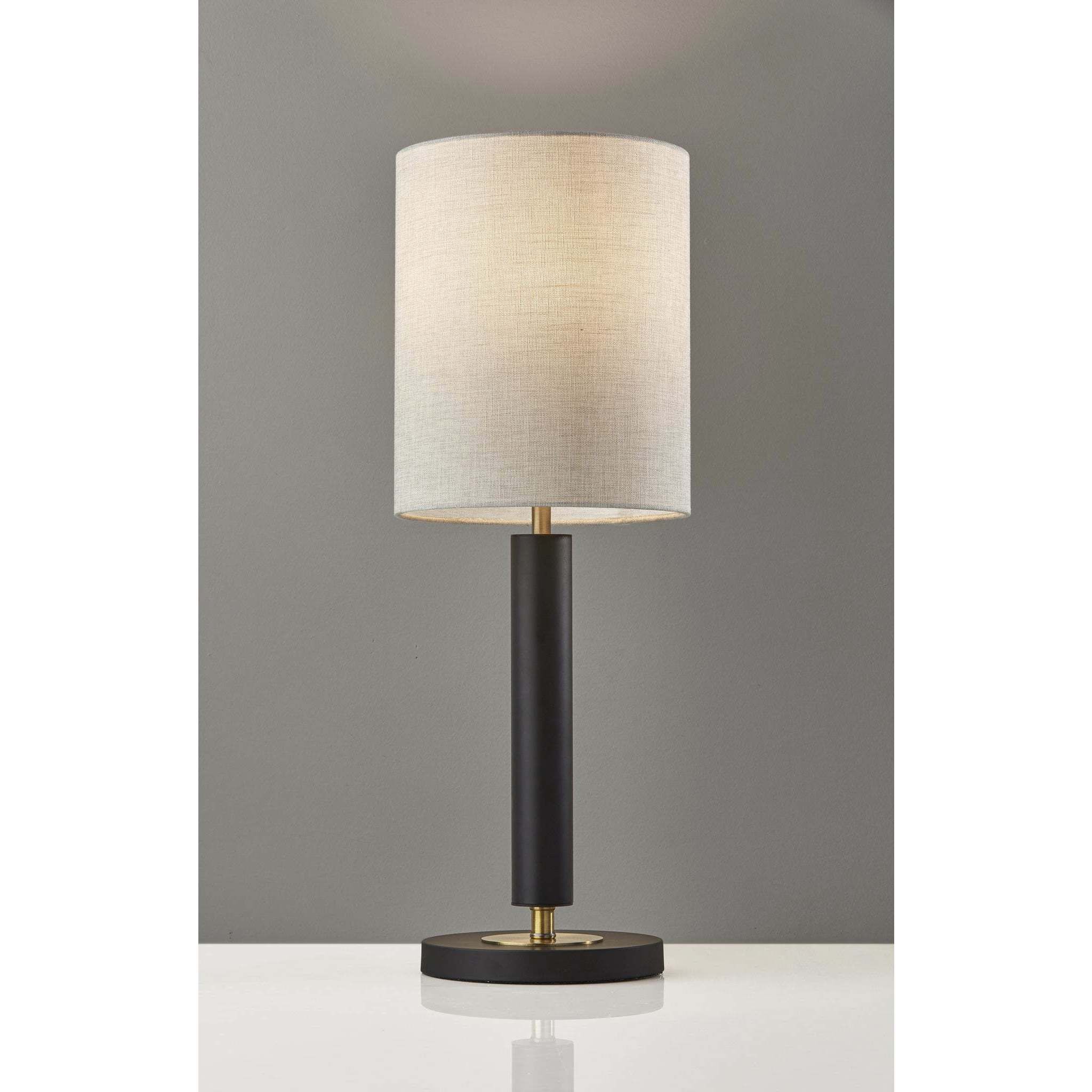 Hollywood 27 inch 100 watt Black with Antique Brass Accents Table Lamp Portable Light