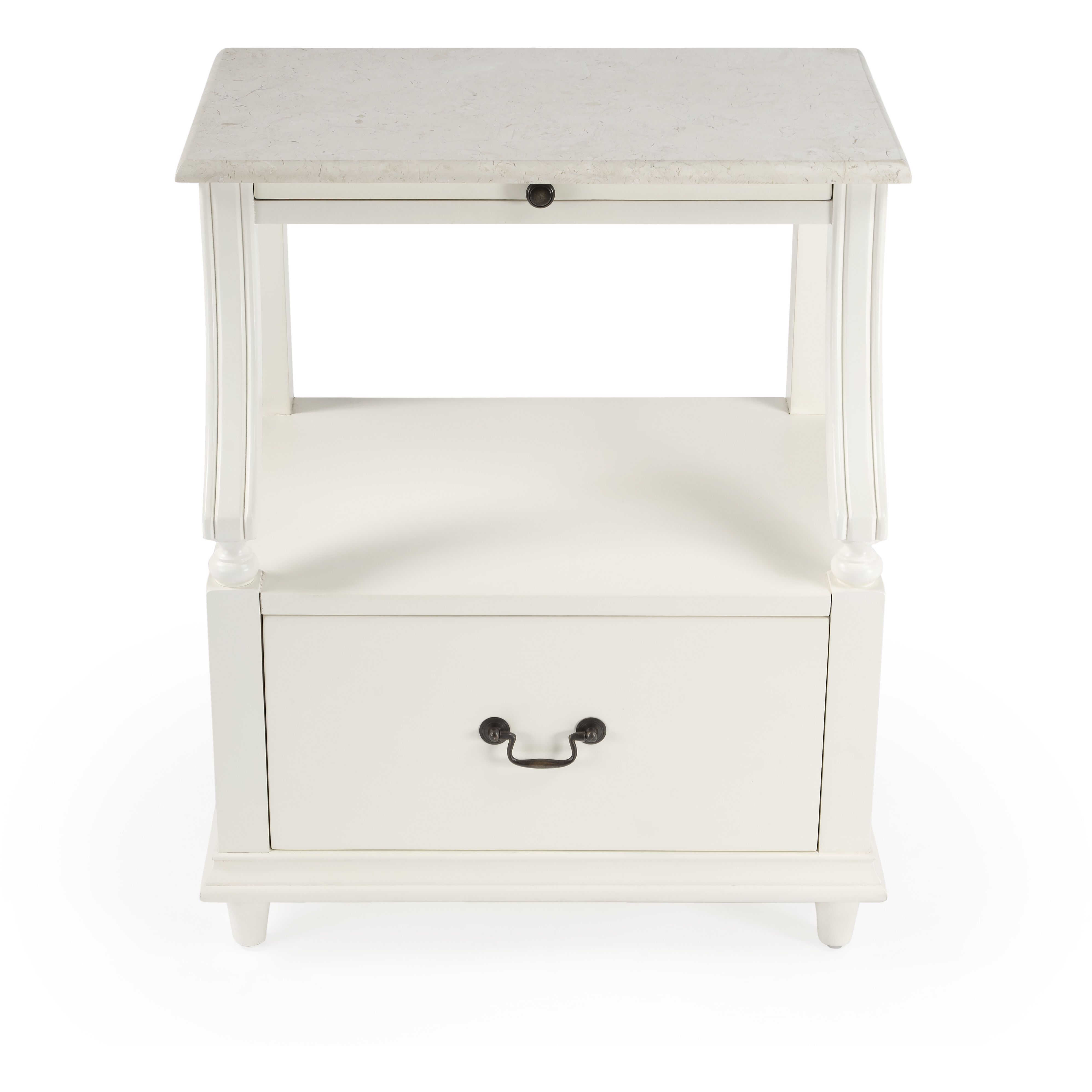 Mabel Marble 1 drawer Nightstand in White