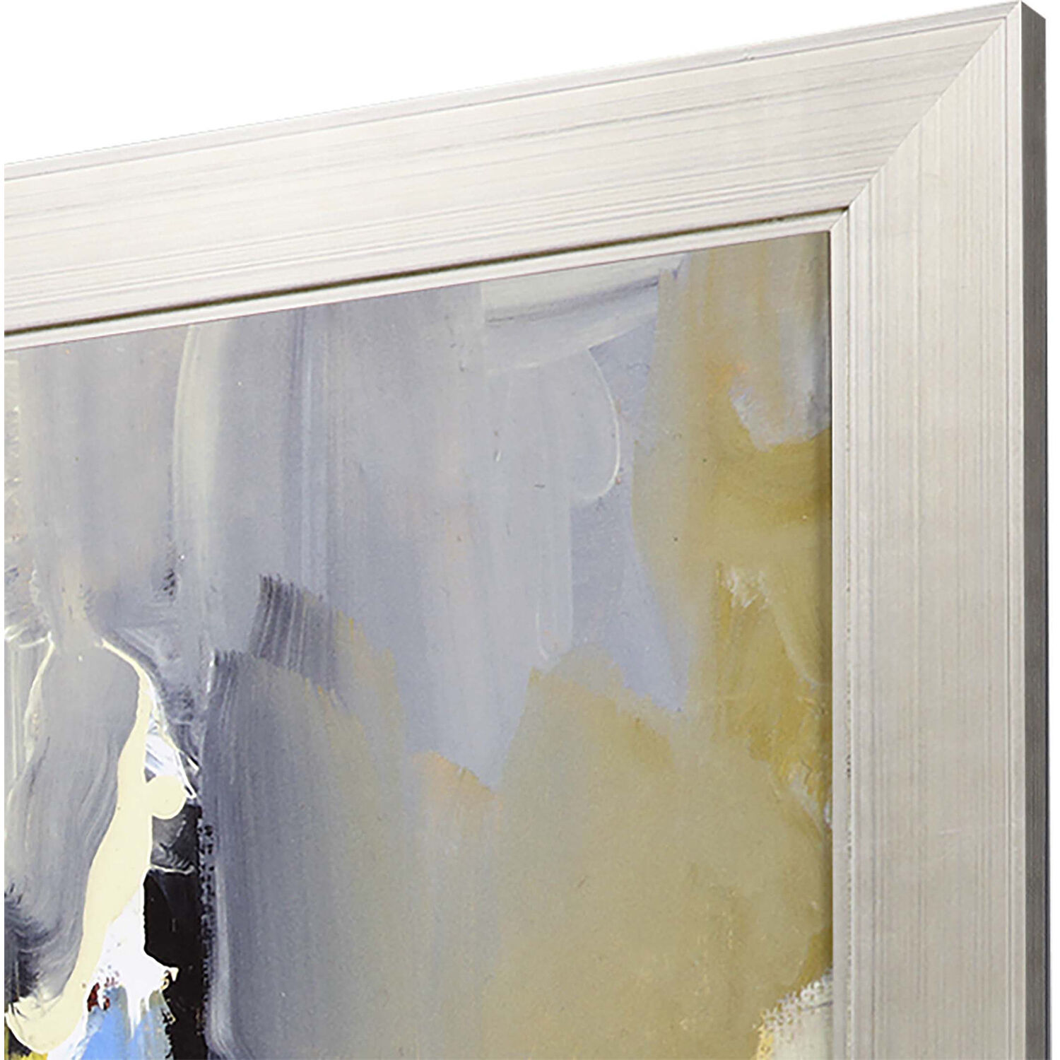 Abstract Blue and Yellow and Black and White Framed Art