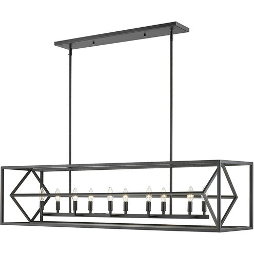 Euclid 10 Light 56 inch Matte Black Linear Chandelier Ceiling Light