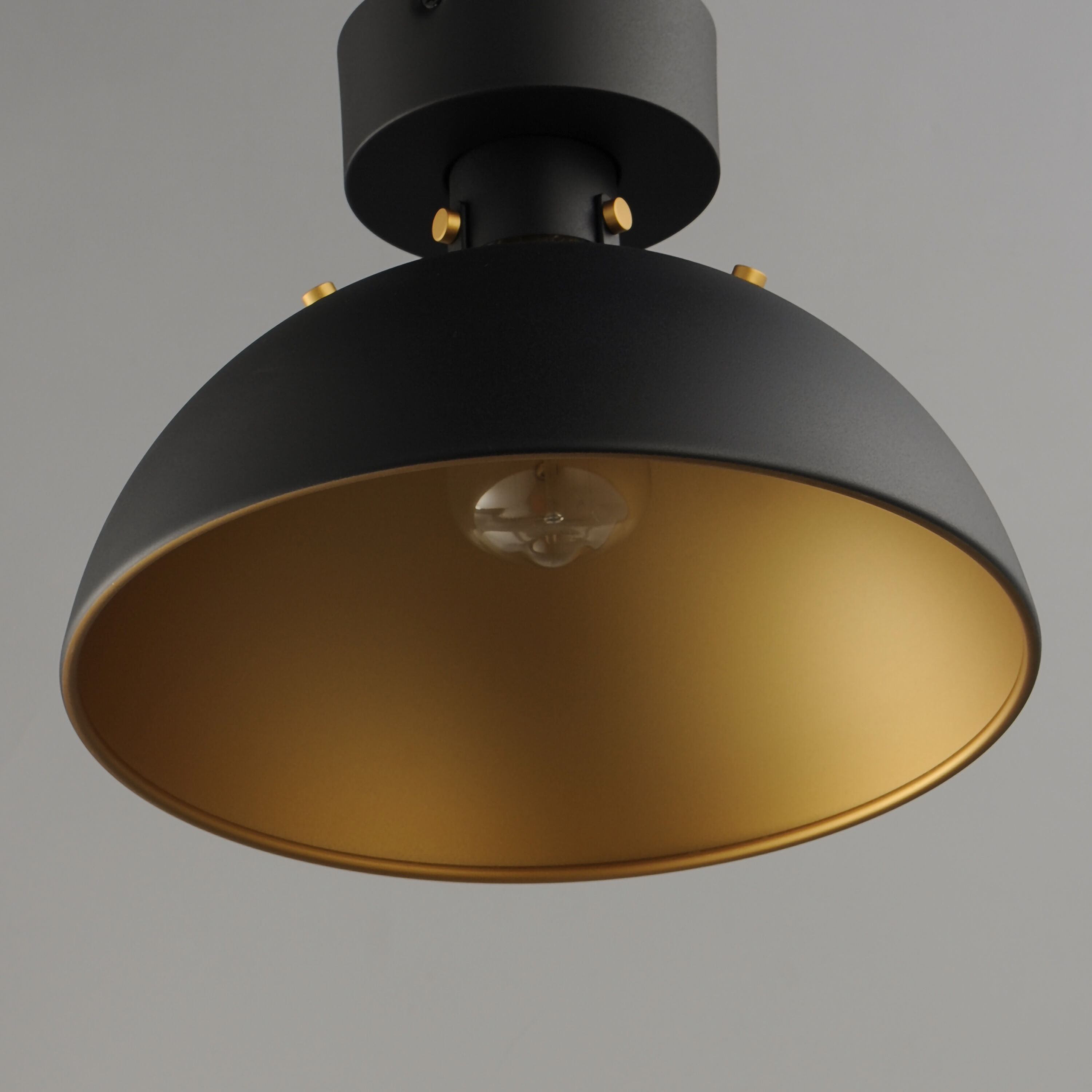 Dawn 1 Light 12 inch Antique Brass/Black Semi-Flush Mount Ceiling Light