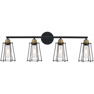 Auspice 4 Light 32.5 inch Brass and Black Wall Sconce Wall Light