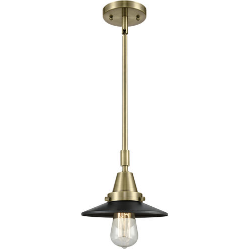 Franklin Restoration Railroad LED 8 inch Antique Brass Mini Pendant Ceiling Light in Matte Black