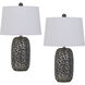 Menlo 25 inch 150.00 watt Ash Black and Antique Silver Lamp Set Portable Light