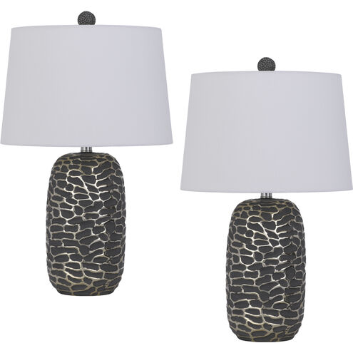 Menlo 25 inch 150.00 watt Ash Black and Antique Silver Lamp Set Portable Light