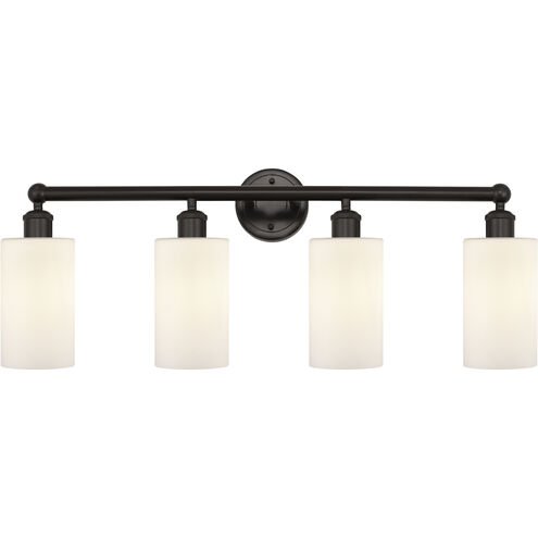 Edison Clymer 4 Light 31 inch Oil Rubbed Bronze Bath Vanity Light Wall Light in Matte White Glass