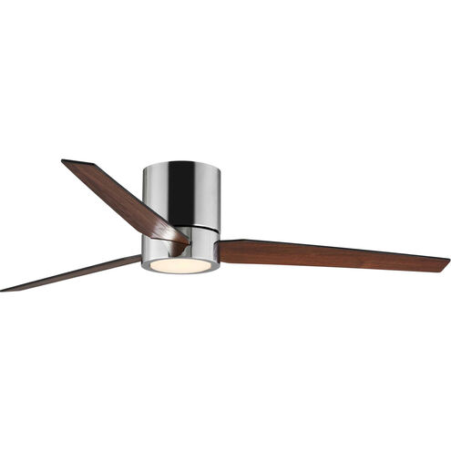 Chase 56 inch Polished Chrome with Black/American Walnut Blades Hugger Ceiling Fan, Progress LED