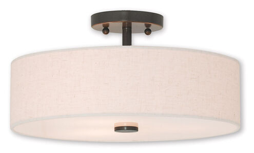 Meridian 3 Light 15 inch English Bronze Semi-Flush Mount Ceiling Light