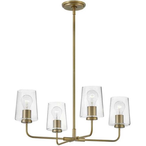 Kline LED 25 inch Lacquered Brass Chandelier Ceiling Light