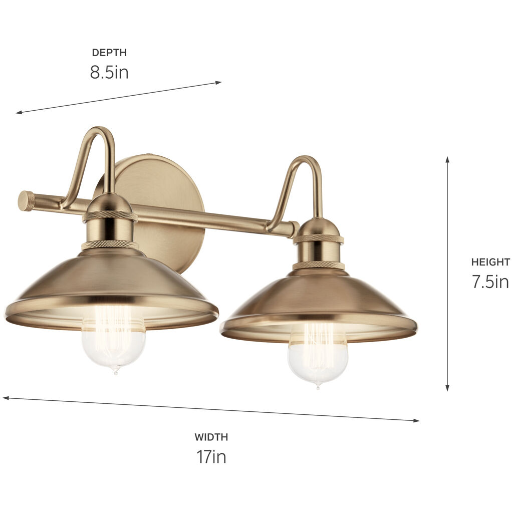 Clyde 2 Light 17 inch Champagne Bronze Bath Vanity Light Wall Light
