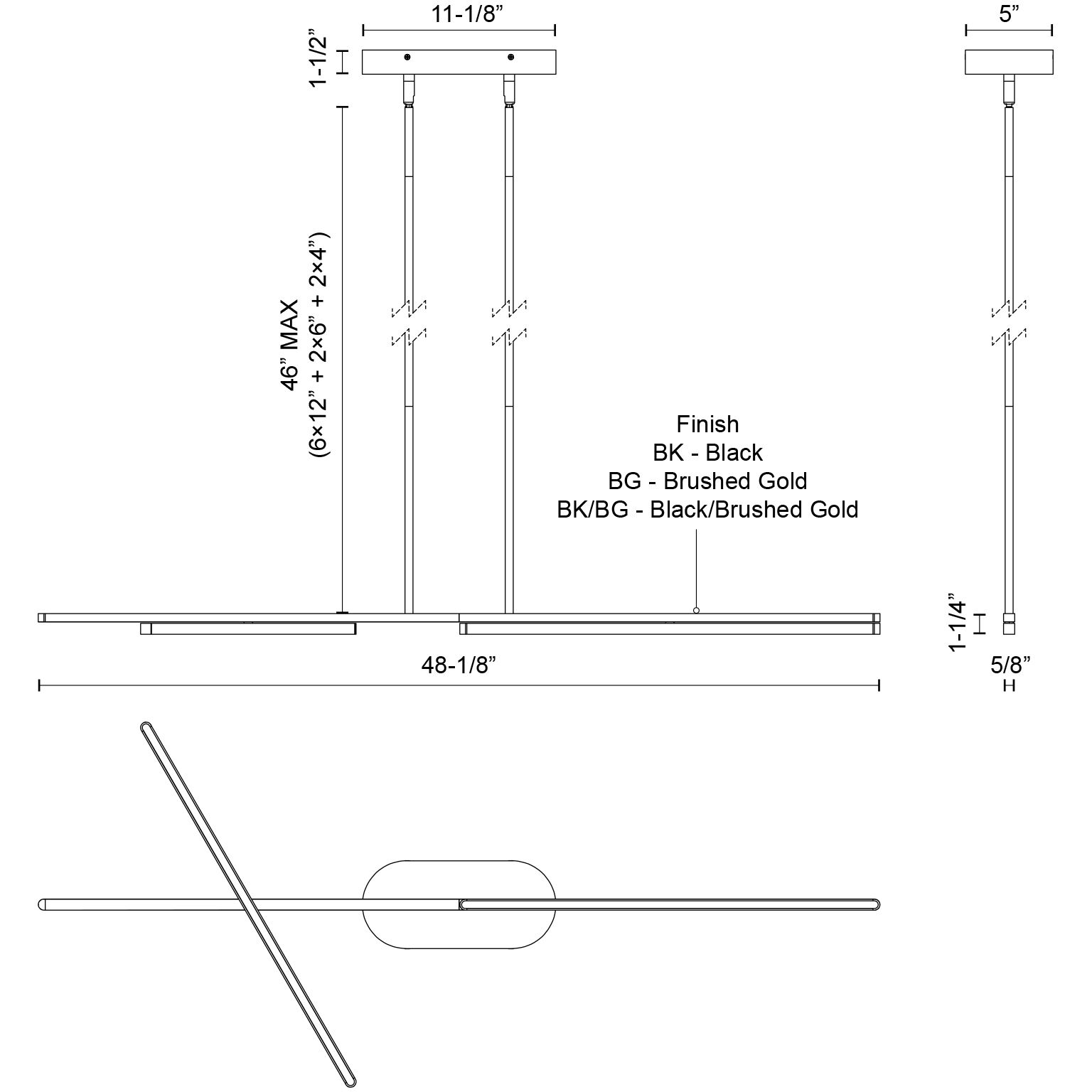 Shift LED 48.13 inch Brushed Gold Linear Pendant Ceiling Light