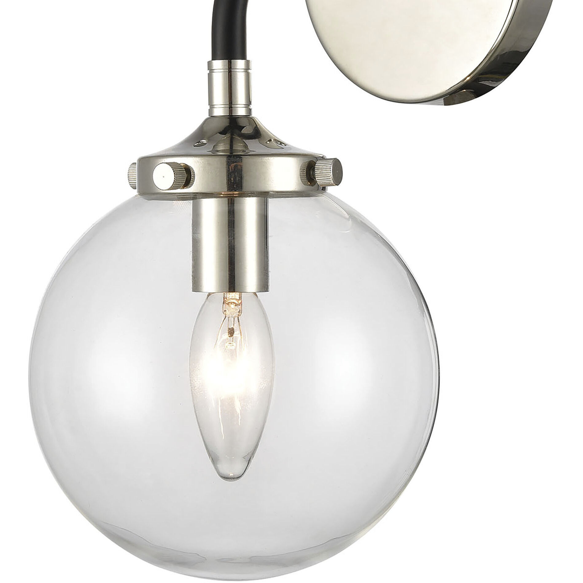Boudreaux Sconce Wall Light in Matte Black with Polished Nickel