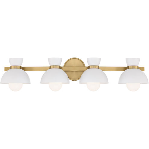 Stella 4 Light 33.5 inch Natural Brass Bathroom Vanity Light Wall Light