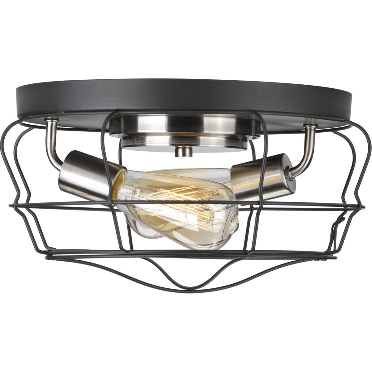 Gauge 2 Light 14 inch Graphite Flush Mount Ceiling Light