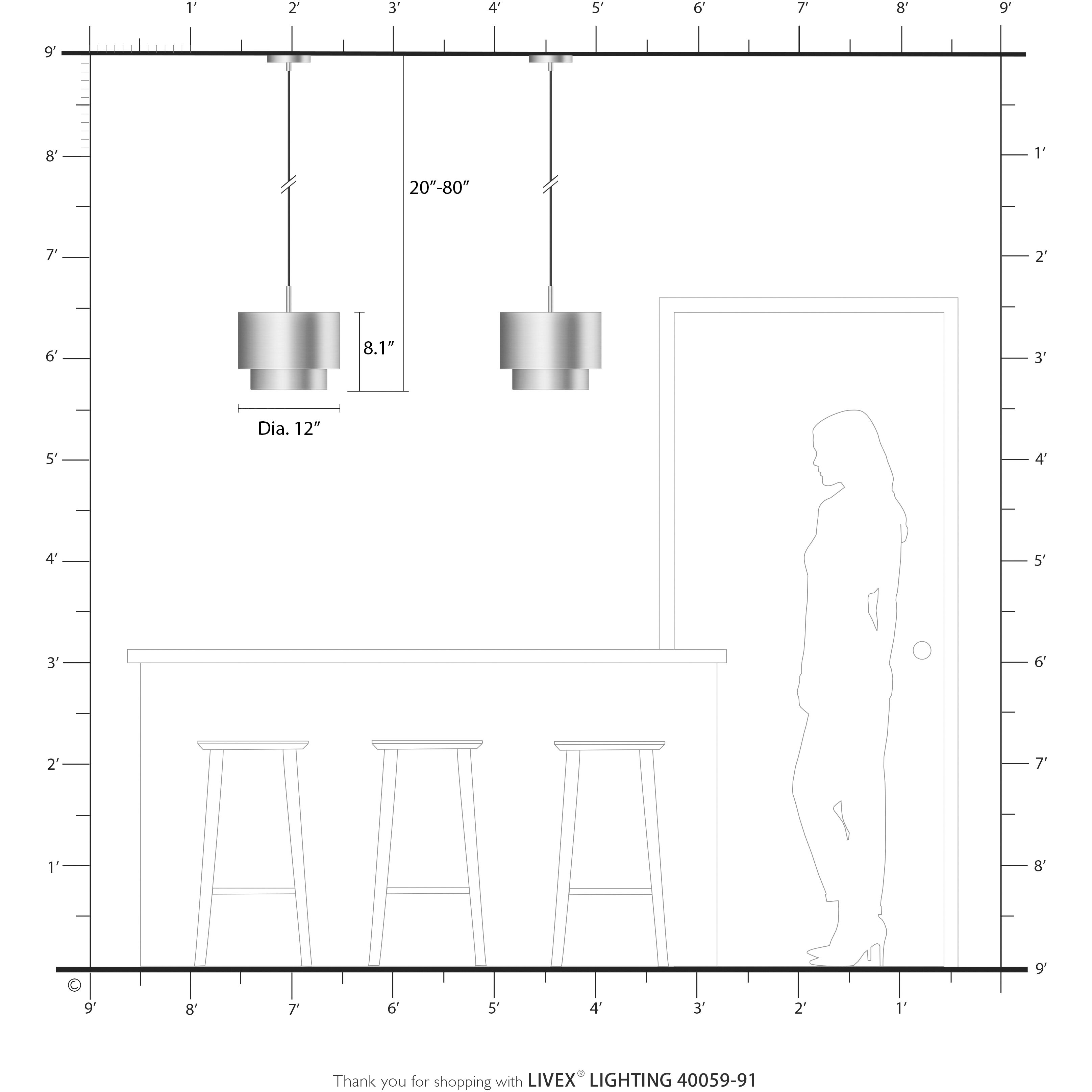 Zolana 1 Light 12 inch Brushed Nickel Pendant Ceiling Light