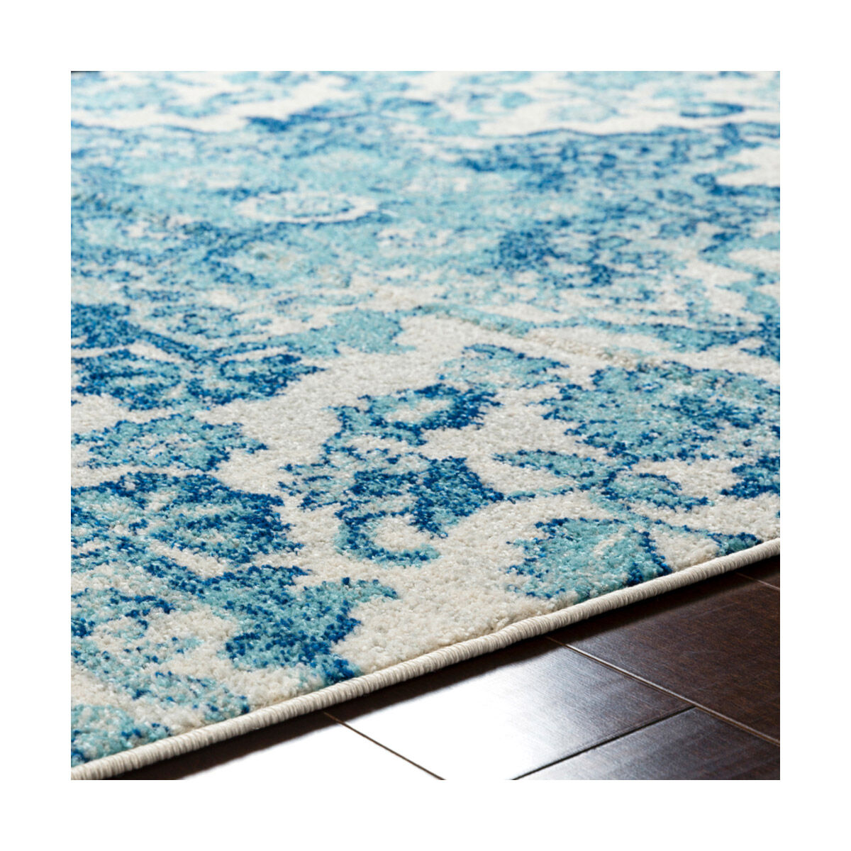 Elaziz 90 X 63 inch Dark Blue/Aqua/White Rugs, Rectangle