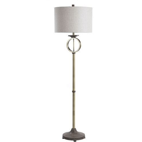 StyleCraft Home Collection Maconfield 65 inch 150.00 watt Brass Metal Ring With Moulded Wood Like Accents Floor Lamp Portable Light  L719798DS - Open Box