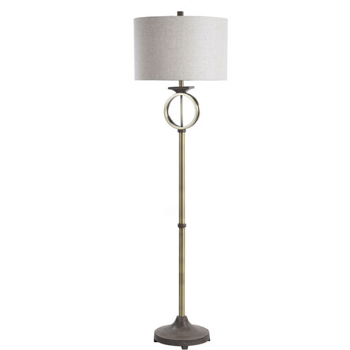 Maconfield 65 inch 150.00 watt Brass Metal Ring With Moulded Wood Like Accents Floor Lamp Portable Light 