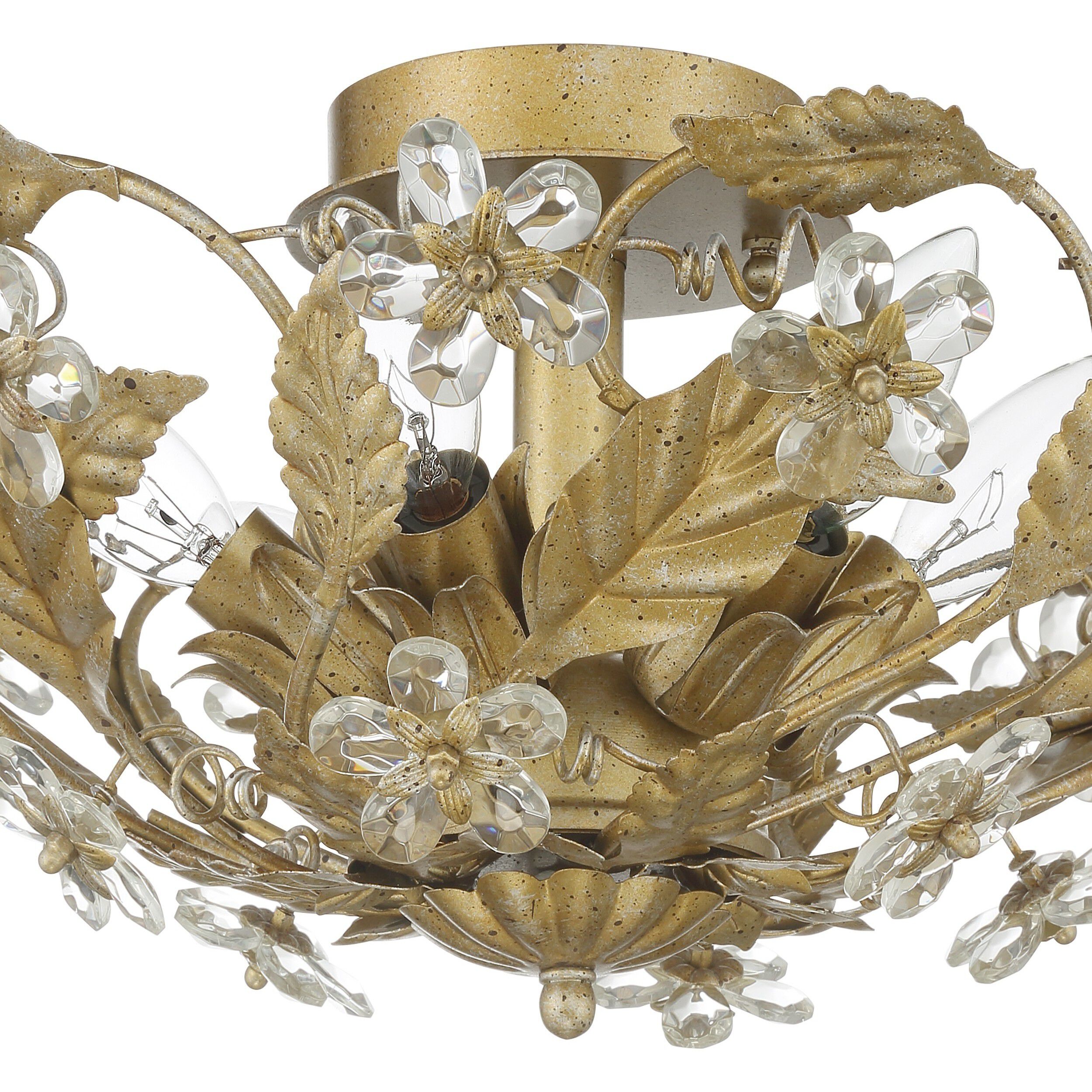 Paris Market 6 Light 16 inch Gold Leaf Semi Flush Ceiling Light