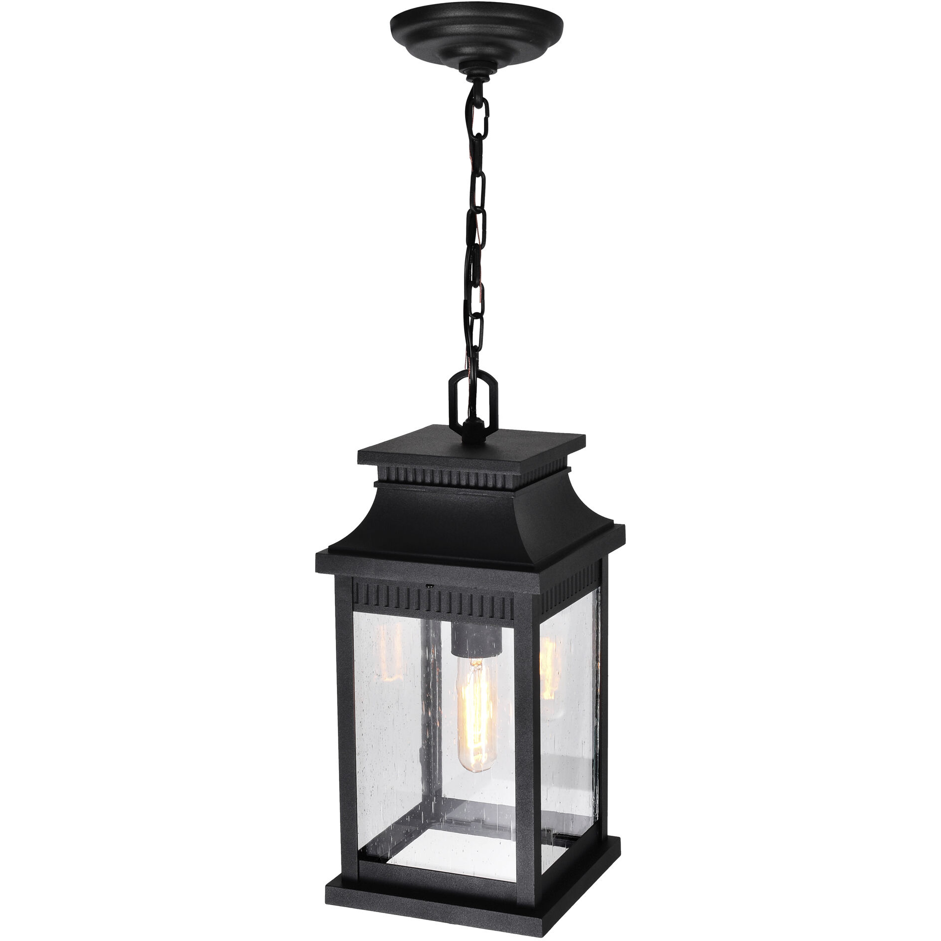 Milford 1 Light 7.25 inch Black Outdoor Hanging Light