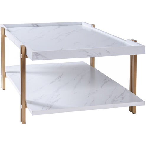 Dann Foley 48 X 18 inch Gold and White Marble Cocktail Table