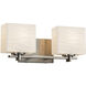 Porcelina 2 Light 15.5 inch Brushed Nickel Vanity Light Wall Light in Waves, Incandescent