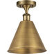 Ballston Cone LED 12 inch Brushed Brass Semi-Flush Mount Ceiling Light