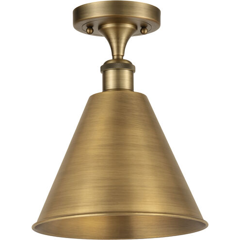 Ballston Cone LED 12 inch Brushed Brass Semi-Flush Mount Ceiling Light