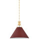Painted No. 2 1 Light 16 inch Aged Brass/Soft Crimson Pendant Ceiling Light