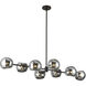 Alora Mood Willow 8 Light 48.25 inch Matte Black/Smoked Solid Glass Linear Pendant Ceiling Light in Smoked Glass