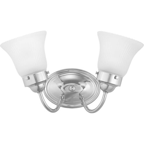 Fluted Glass 2 Light 11.75 inch Polished Chrome Bath Vanity Wall Light in Etched