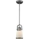 Brooksdale 1 Light 5 inch Weathered Zinc with White Mini Pendant Ceiling Light