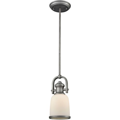 Brooksdale 1 Light 5 inch Weathered Zinc with White Mini Pendant Ceiling Light