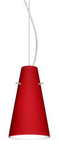 Cierro LED Satin Nickel Pendant Ceiling Light in Ruby Matte Glass