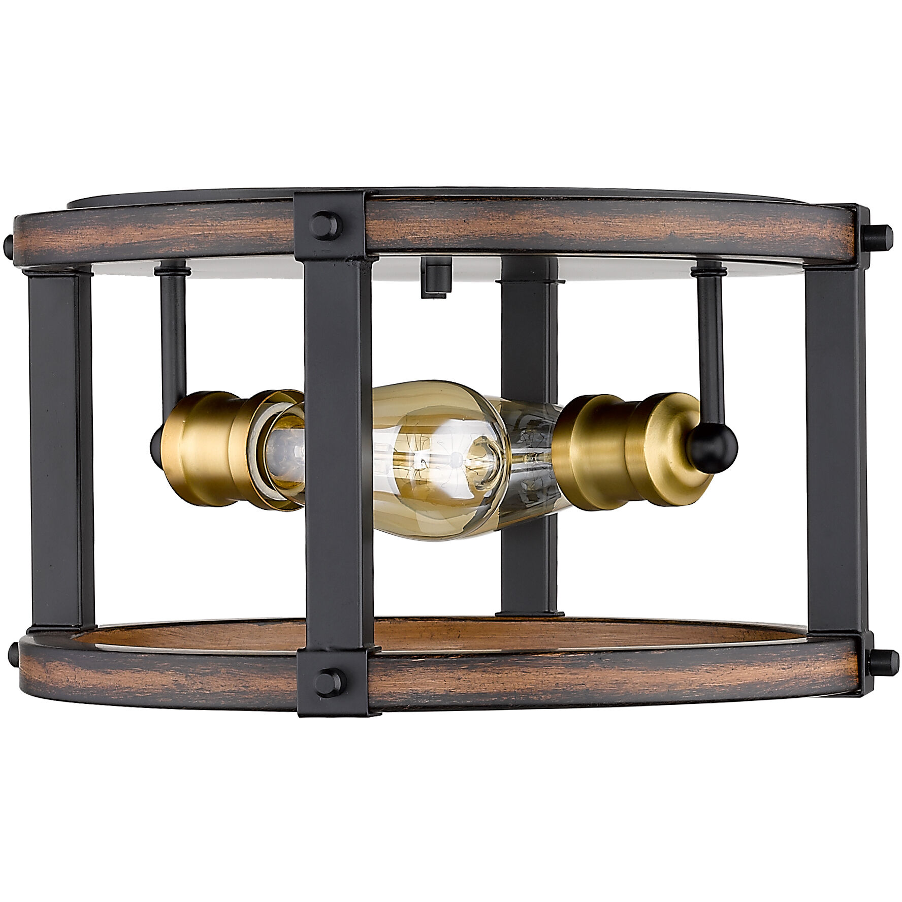 Kirkland 2 Light 12.75 inch Rustic Mahogany Flush Mount Ceiling Light