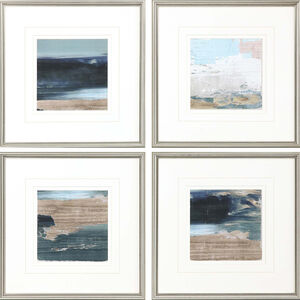 Abstract Turquoise and Blue and Brown and White Framed Art