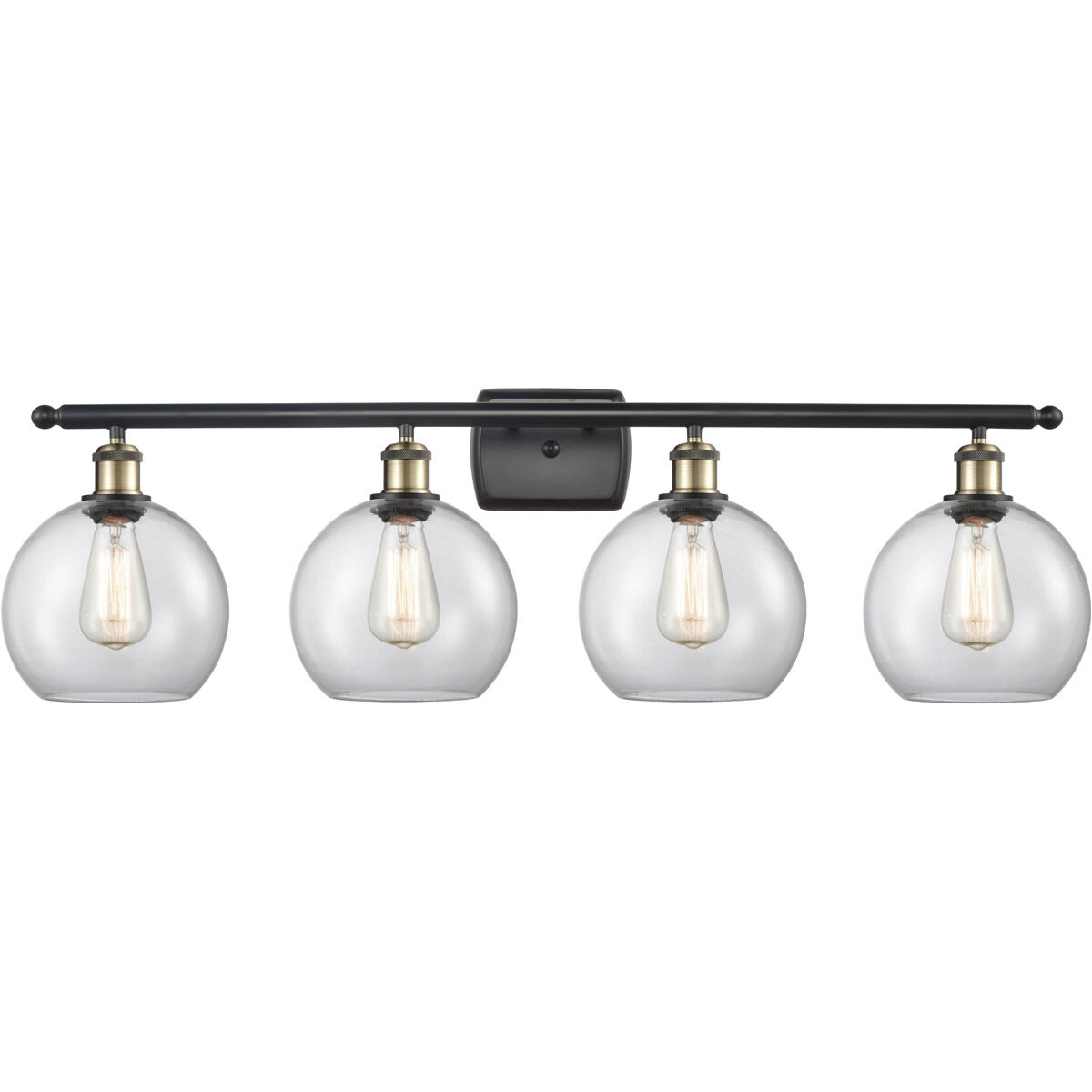 Ballston Athens 4 Light 36 inch Black Antique Brass Bath Vanity Light Wall Light in Clear Glass, Ballston
