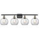 Ballston Athens 4 Light 36 inch Black Antique Brass Bath Vanity Light Wall Light in Clear Glass, Ballston