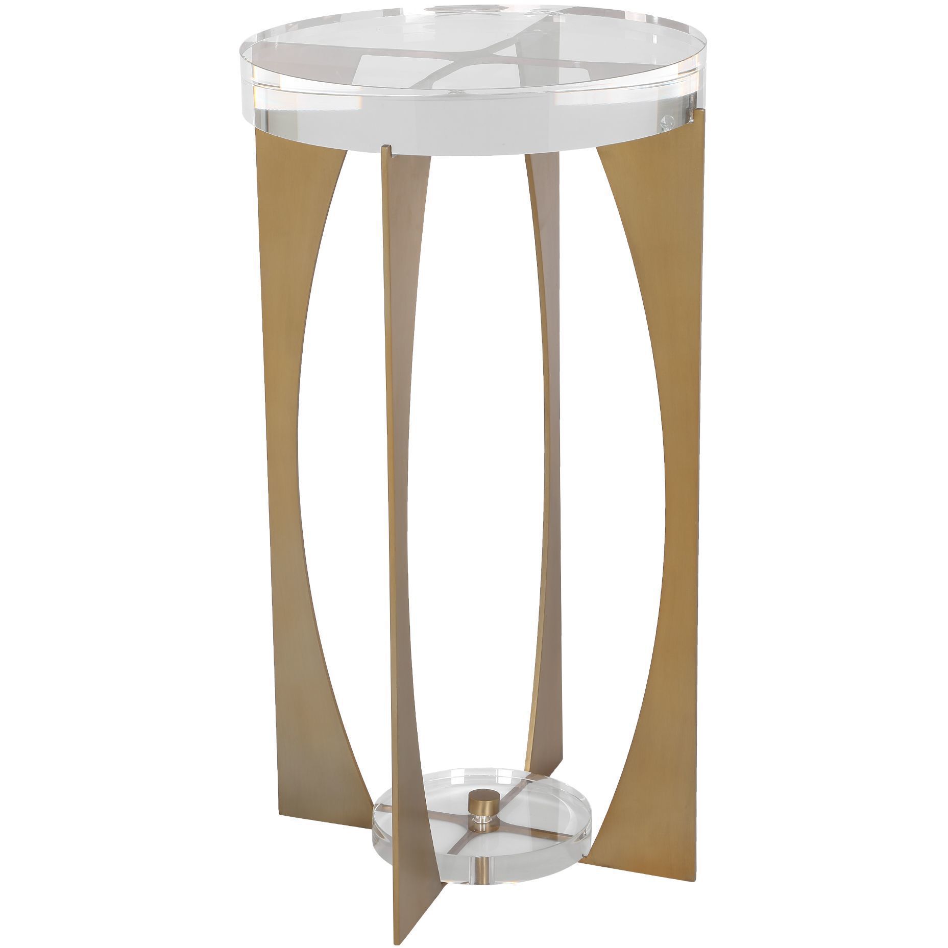 Kolkata 24 X 13.75 inch White Stone and Brass Accent Table
