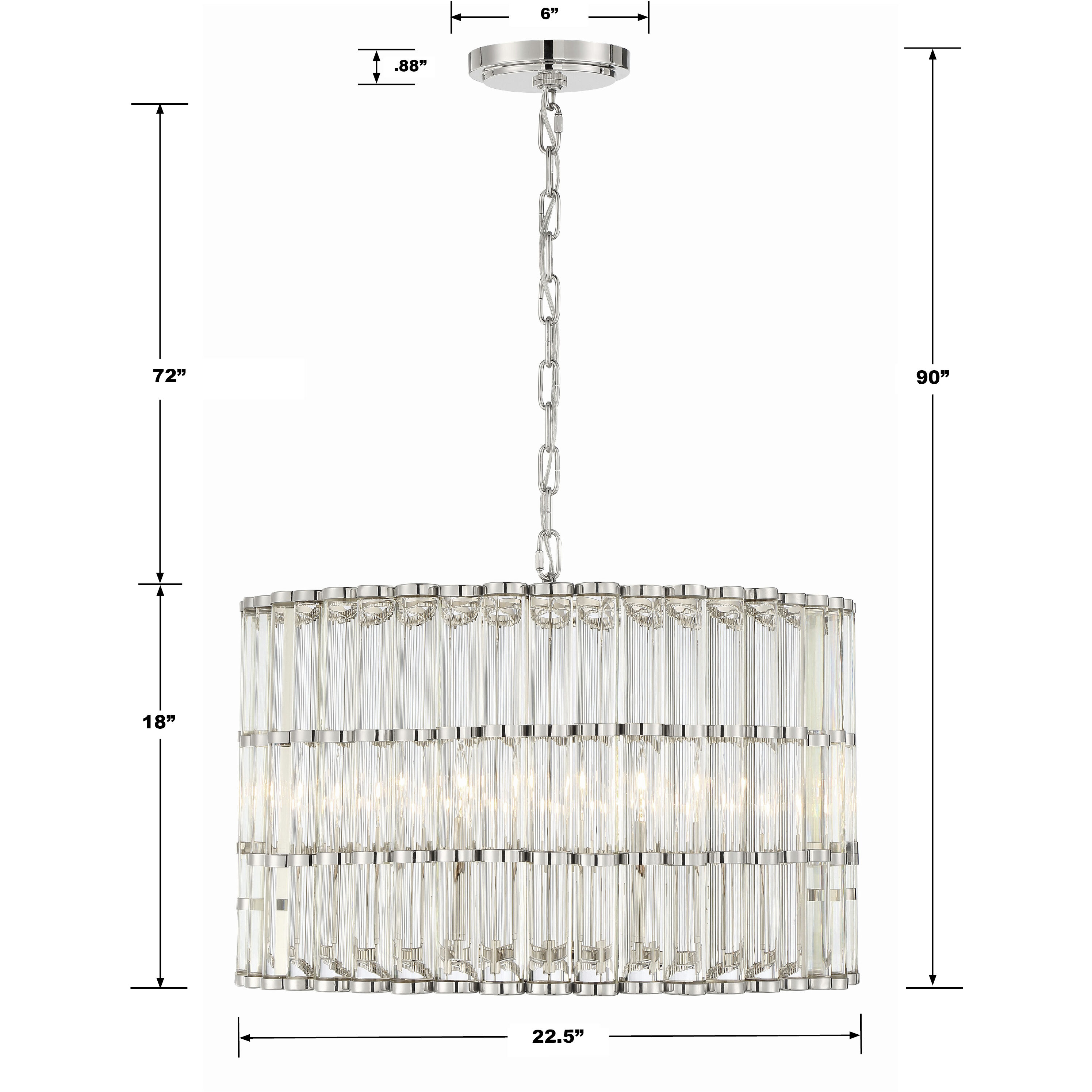 Elliot 6 Light 22.5 inch Polished Nickel Chandelier Ceiling Light