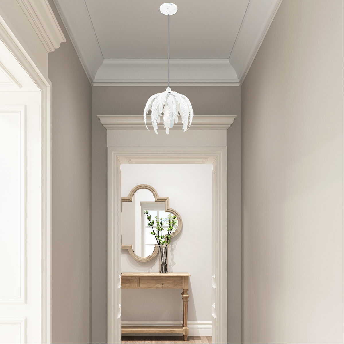 Acanthus 1 Light 13 inch Antique White Mini Pendant Ceiling Light