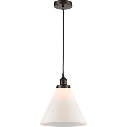 Edison Cone 1 Light 12 inch Oil Rubbed Bronze Mini Pendant Ceiling Light