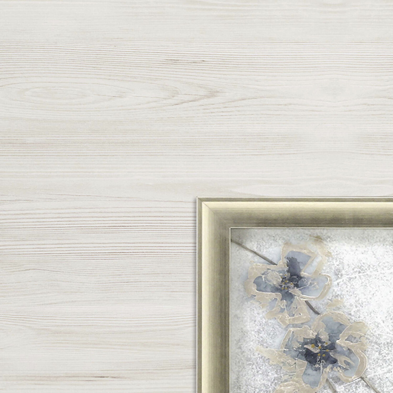 Serene Blossoms 2549 Blue and Beige and Metallic and Brown Framed Art, The Studio