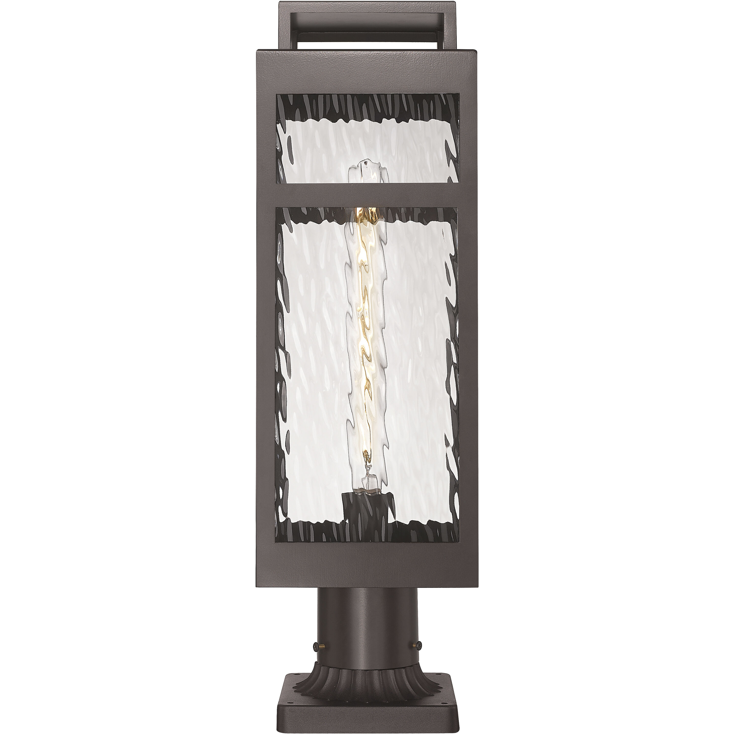 Ridgeway 1 Light 21.38 inch Bronze Outdoor Post Lantern in Waterglass