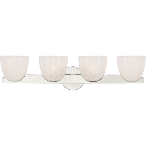 AERIN Carola LED 30 inch Polished Nickel Bath Sconce Wall Light in White Strie Glass