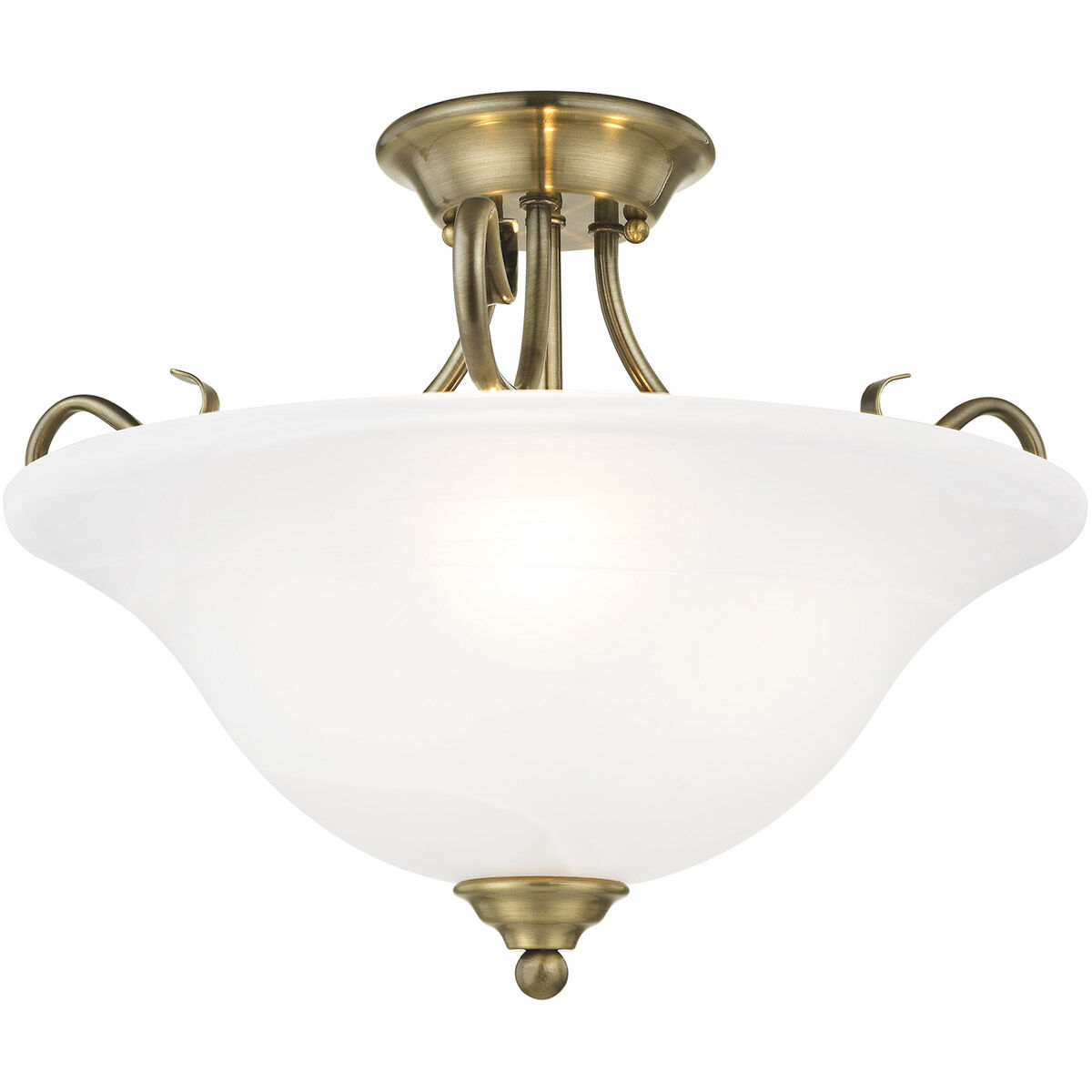 Coronado 3 Light 19 inch Antique Brass Semi-Flush Mount Ceiling Light