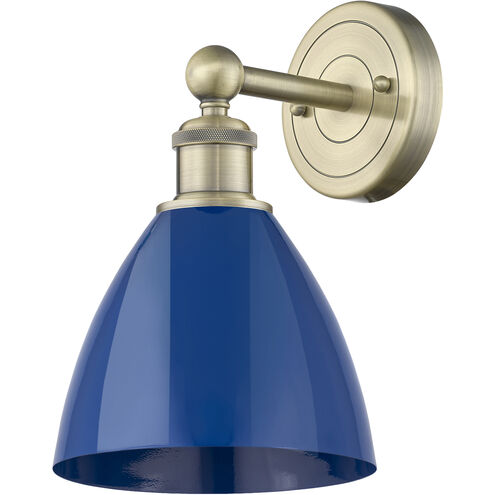 Plymouth Dome Sconce Wall Light in Antique Brass, Blue